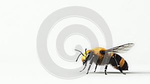 A bee isolated on white background with clipping path
