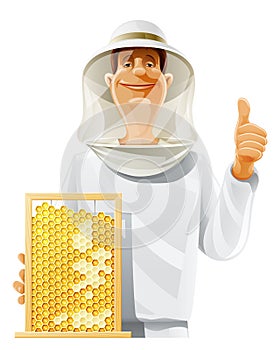 Bee-keeper with bee hive