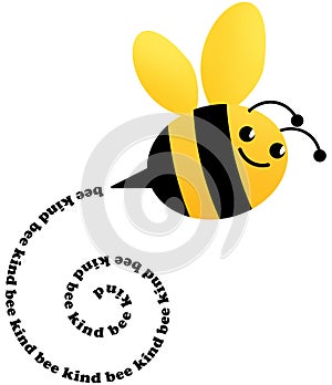 Bee Kind Bumblebee Flying Trail Yellow and Black Illustration with Clipping Path on White Background