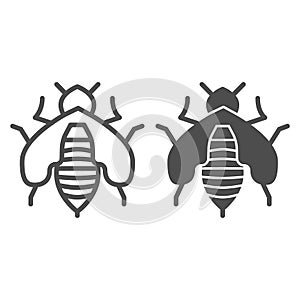 Bee line and solid icon, Honey concept, Honey bee sign on white background, honeybee icon in outline style for mobile