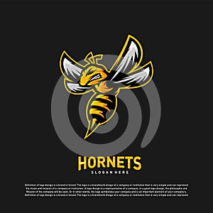 Bee logo design vector. Hornets logo template. Icon symbol