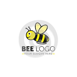 Bee Logo design vector template linear geometric style. Bug Logotype concept creative funny icon.