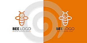 Bee Logo design vector template linear geometric style. Bug Logotype concept creative funny icon.