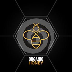 Bee logo on honeycomb background