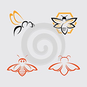 bee logo and icon design vector illustration