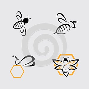 bee logo and icon design vector illustration