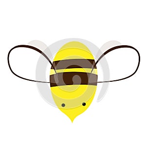 Bee logo or icon vector design. Doodle hand drawn bee. Cute print