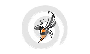 Bee logo icon vector technology