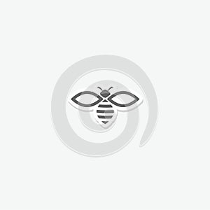 Bee logo simple sticker isolated on gray background