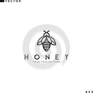 Bee logo template. Isolated honeybee on white background