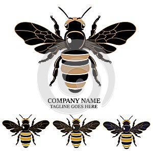 Bee Logo Vector Insect Design Nature Silhouette