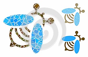 Bee Mosaic Icon of Unequal Elements