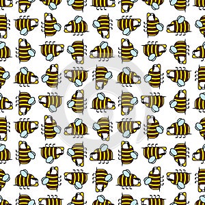 Bee pattern seamless. bees and hives background vector. Baby fabric ornament