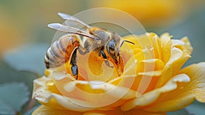 Bee Perched on Yellow Flower