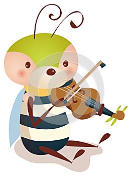 Bee playing violin