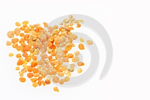 Bee pollen grains - White background. Top view