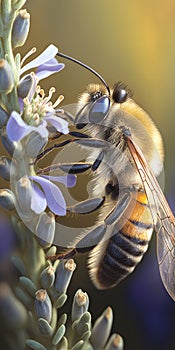 bee pollinating illustration design art.