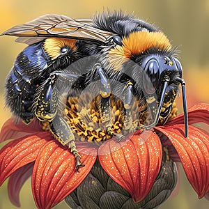 Bee Pollination, Close-Up Nature