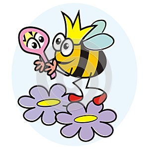 Bee - Queen, humorous vector illustration