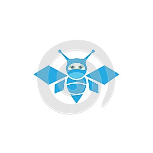 Bee robot logo vector icon illustration