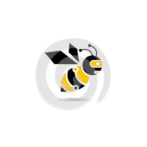Bee robot logo vector icon illustration