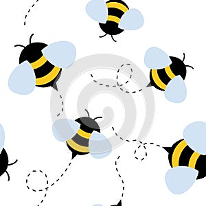 Bee seamless pattern. honey vector.