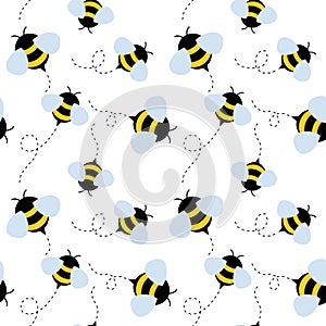 Bee seamless pattern. honey vector.
