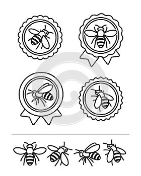 Bee set. Collection icon bee. Vector