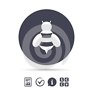 Bee sign icon. Honeybee or apis symbol.