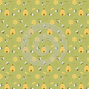 Bee sweet honey pattern Bee hive background Bee seamless pattern Cute natural honeycomb illustration