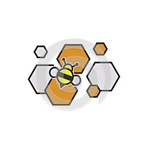 Bee vector icon insect honey illustration symbol. Wing animal summer sign and fly cartoon yellow cute bumblebee. Farm worker bug