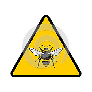 Bee warning sign isolated on white background