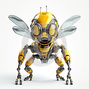 Bee or wasp robot, robotic insect isolated over white background. Created with generative Ai