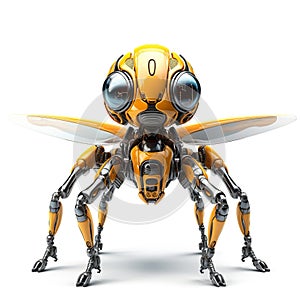 Bee or wasp robot, robotic insect isolated over white background. Created with generative Ai