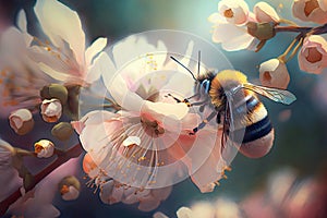 Bee, wireless worker, dances from flower to flower, gathering the precious pollen that will nourish it colony and