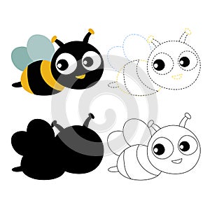 Bee worksheet vector design for kid