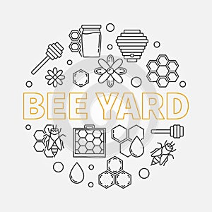 Bee Yard vector round illustration in line style