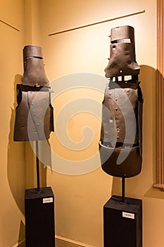 Replica Kelly Gang suits of armour in the Ned Kelly Vault, Beechworth