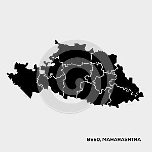 Beed district with Taluqa aria map vector icon on white background. Beed district Maharashtra
