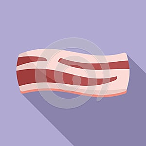 Beef bacon icon flat vector. Breakfast meat