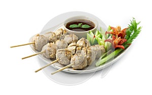 Beef Ball Grilled in bamboo sticks