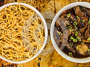 Beef and Black Bean Sauce With Red Peppers And Egg Noodles