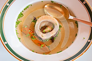 Beef Bouillon Soup with Marrow Bone