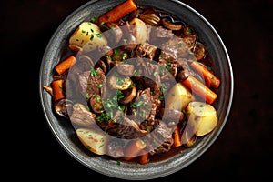 Beef bourguignon, traditional french dish, AI generated