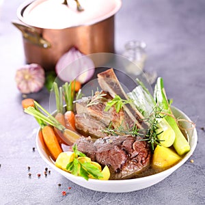 Beef, broth and vegetable