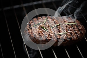 A beef burger grill cooking