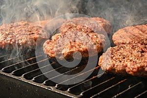 Beef burger for hamburger on barbecue grill