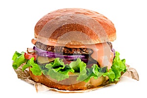 Beef burger isolated on white background