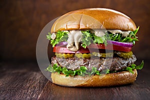 Beef burger with mayonnaise