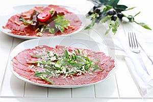 Beef Carpaccio with arugula and parmesan